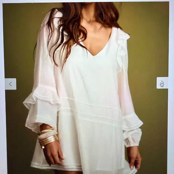 12th Tribe ~ Bound White Long Sleeve Micro Tunic Dress ~ NWT - Picture 3 of 9